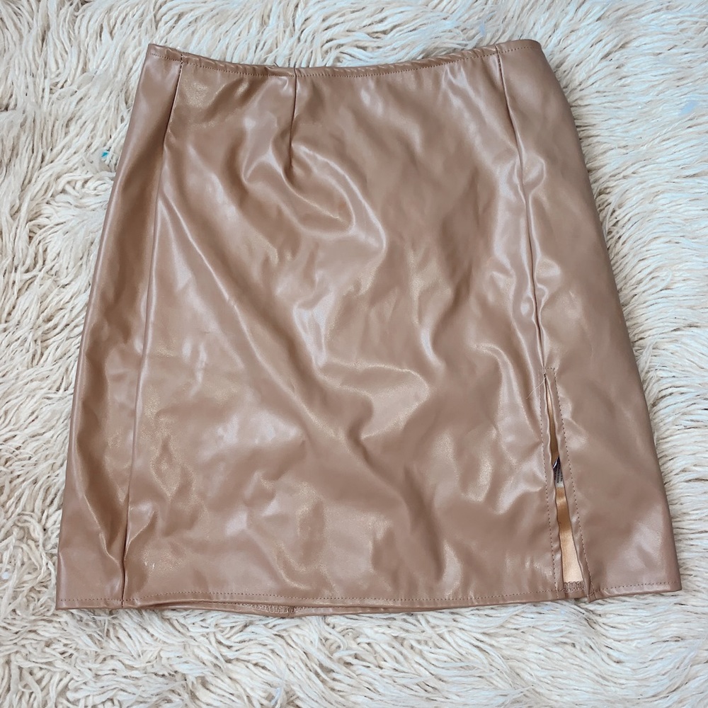 Windsor Nude Faux Leather Mini Skirt